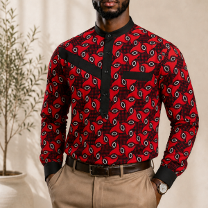 Men's long-sleeve dress shirt-Black pearl L